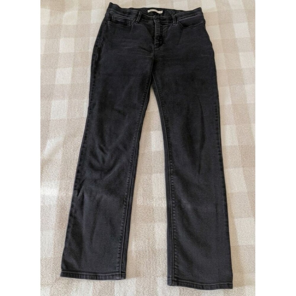 Levis 525 Perfect Waist Straight Leg Black Jeans Womens Size 12 Stretch Denim